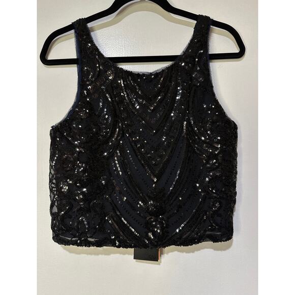 Le Superbe Supremes Cami Tank Size Small NWT Black Deco Sequins Lace Dressy - Picture 2 of 11
